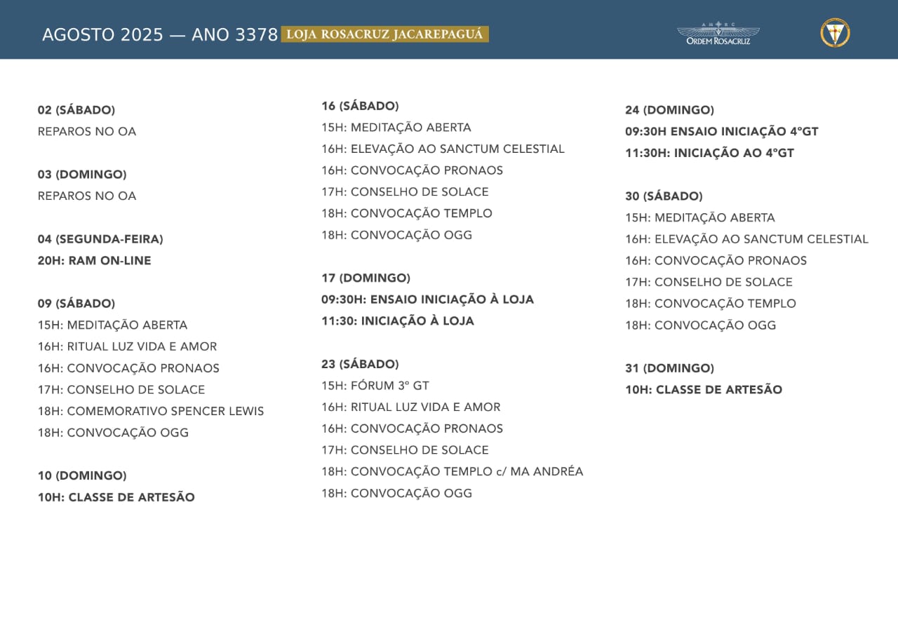 Programação loja rosacruz jacarepaguá